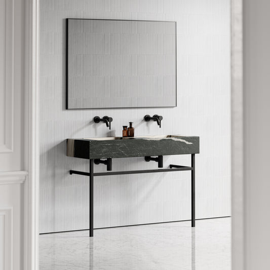 Vernante Panda Marble Matte Black Vanity Unit 1200mm