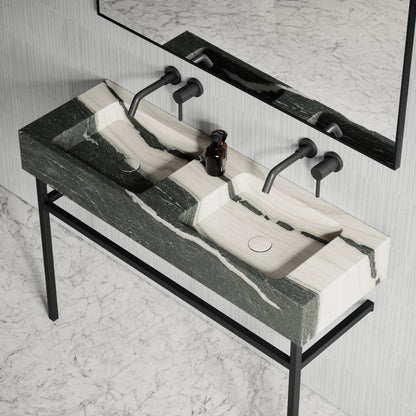 Vernante Panda Marble Matte Black Vanity Unit 1200mm
