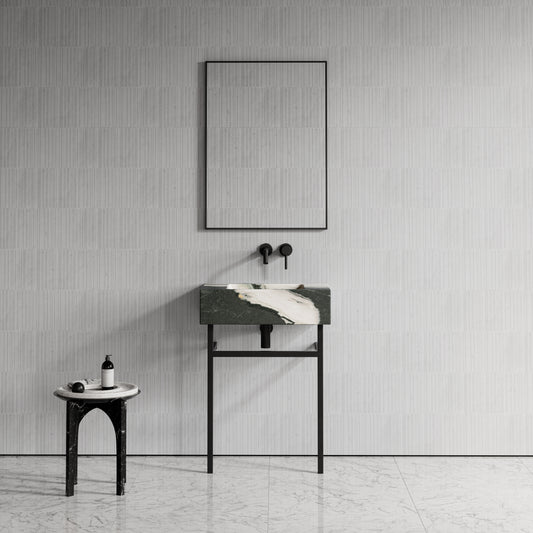 Vernante Panda Marble Matte Black Vanity Unit 600mm