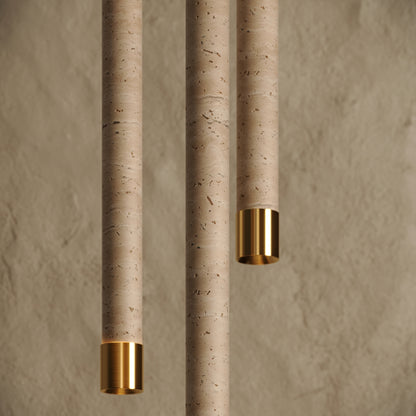 Perla Travertine & Brushed Gold Hanging Pendant Light 700mm