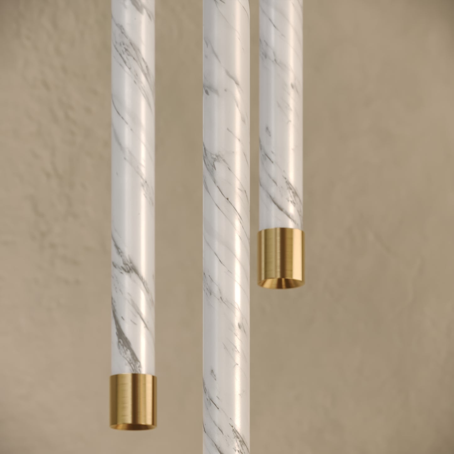 Perla Volakas Marble & Brushed Gold IP65 Hanging Pendant Light 700mm