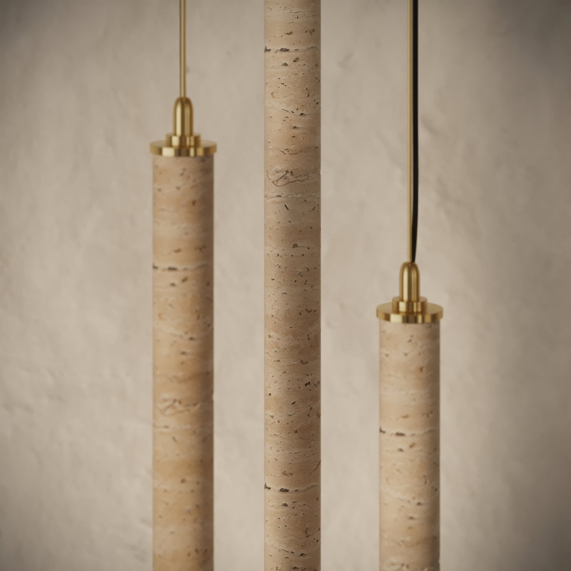 Perla Travertine & Brushed Gold Hanging Pendant Light 700mm