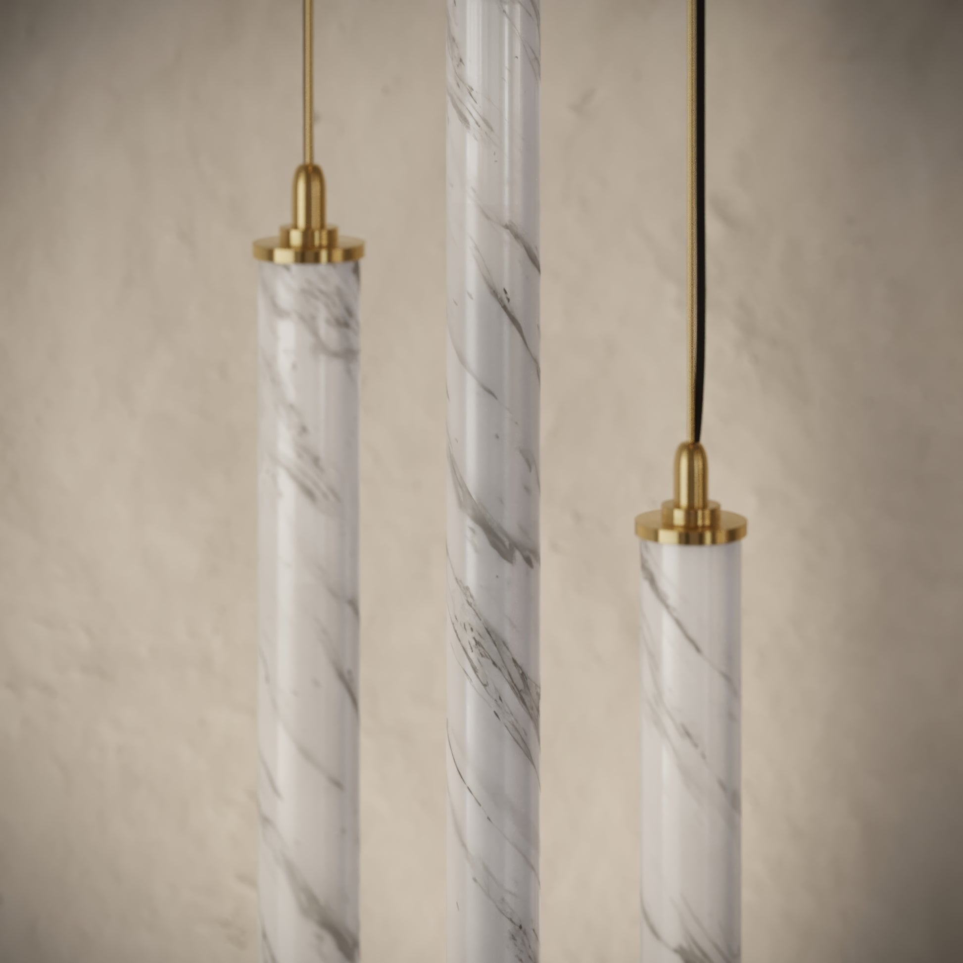 Perla Volakas & Brushed Gold Hanging Pendant Light 700mm