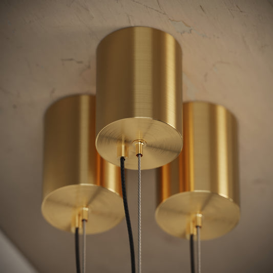 Perla Travertine & Brushed Gold IP65 Hanging Pendant Light 700mm