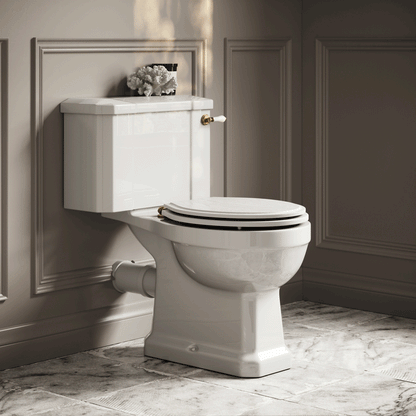Portland Close Coupled Traditional Toilet & Solid Oak Seat