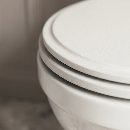Portland Solid Oak Matte White Toilet Seat
