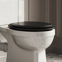 Portland Solid Oak Matte Black Toilet Seat