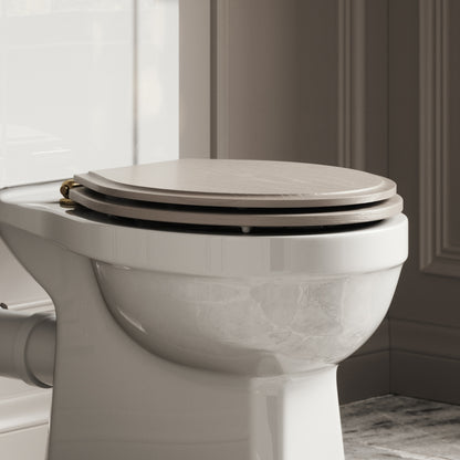 Portland Solid Oak Velvet Beige Toilet Seat