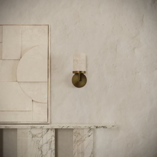 Riflesso Alabaster Wall Sconce Light Burnished Brass 260mm