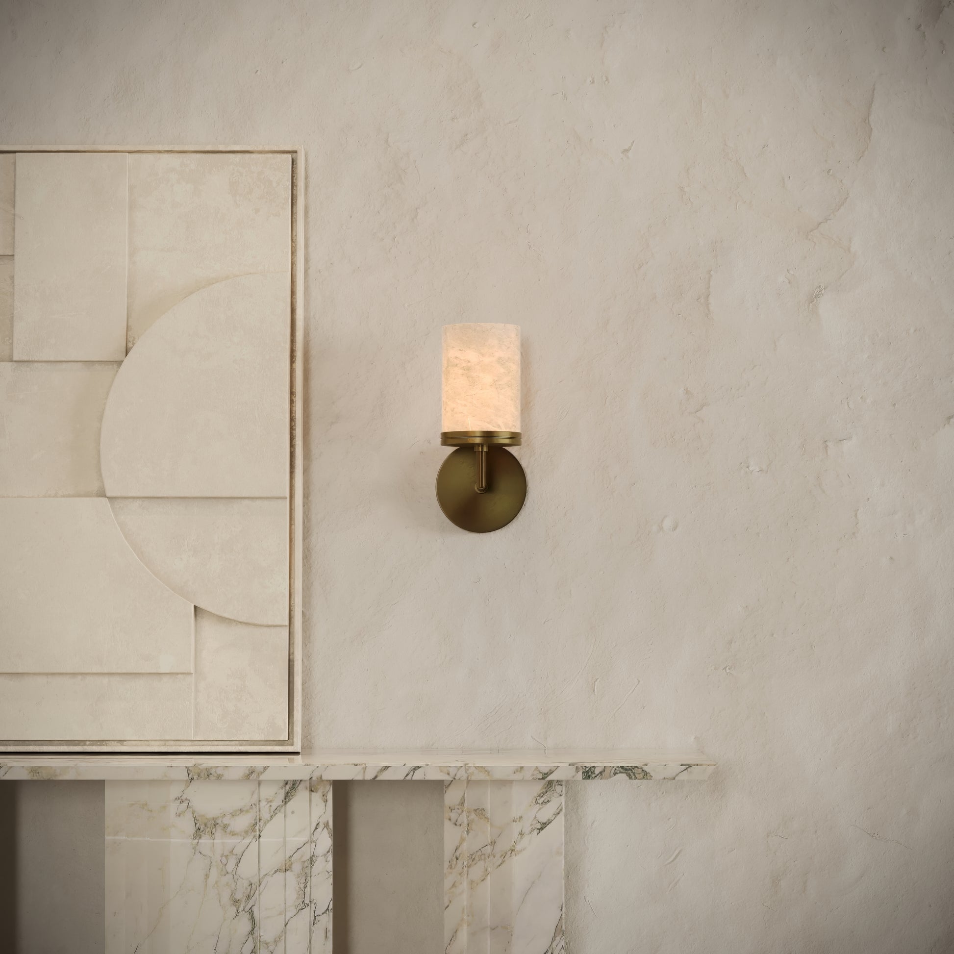 Riflesso Alabaster Wall Sconce Light Burnished Brass 260mm