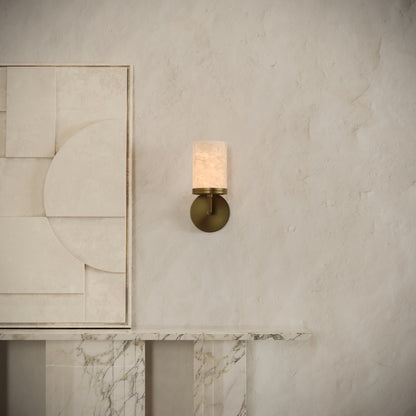 Riflesso Alabaster Wall Sconce Light Burnished Brass 260mm