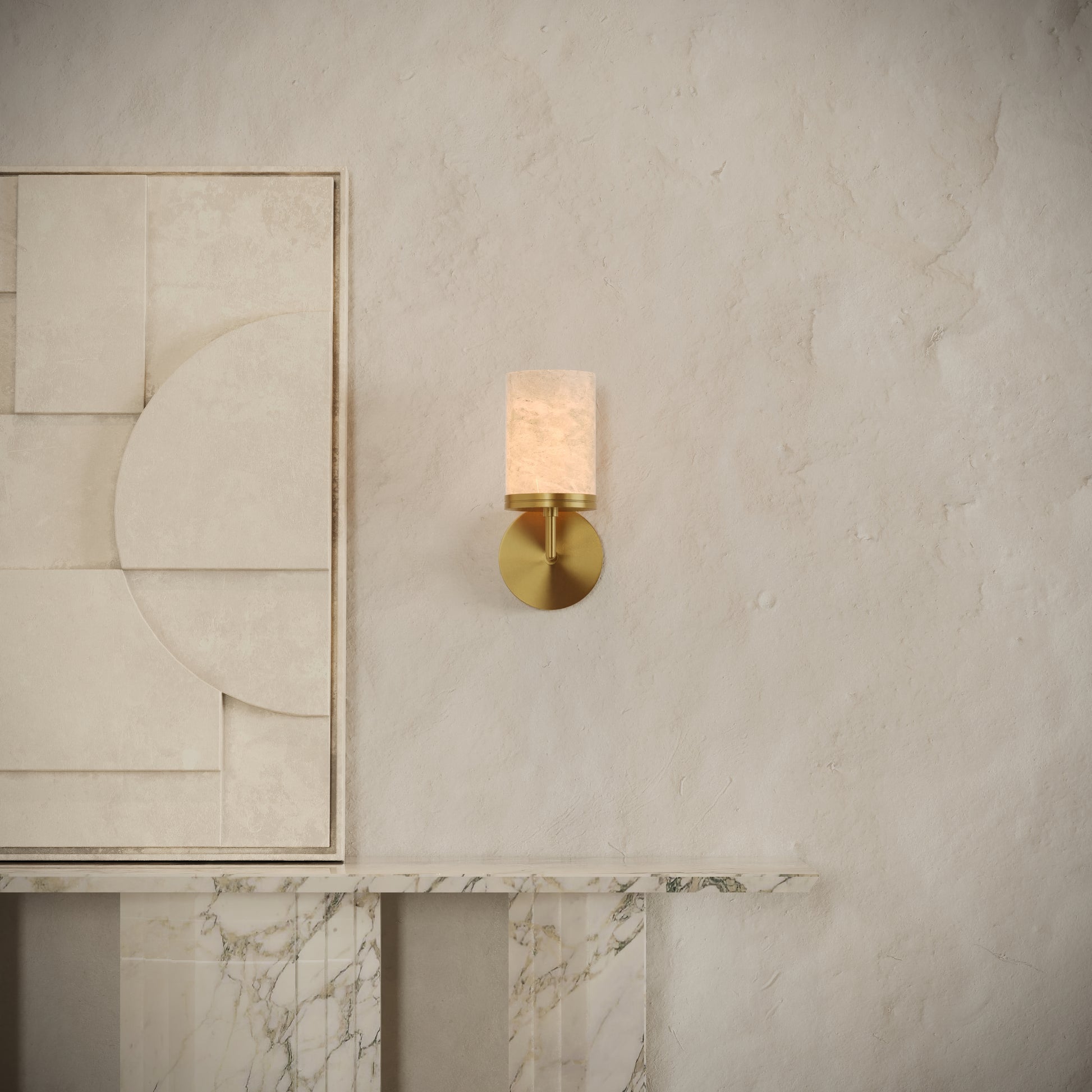 Riflesso Alabaster Wall Sconce Light Brushed Gold 260mm