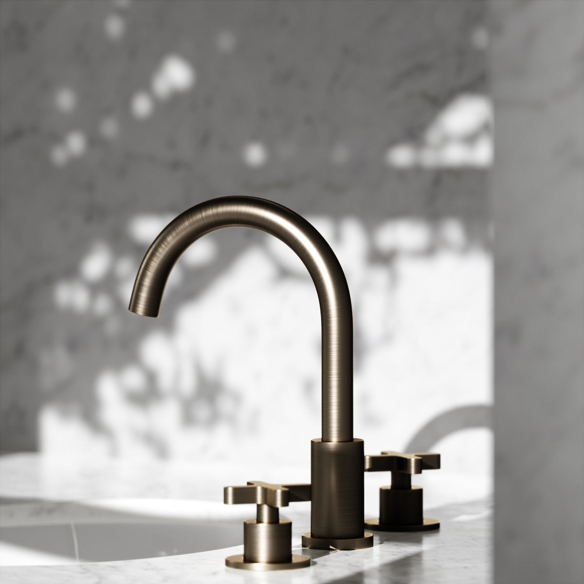 Regal Brushed Bronze Crosshead Deck Mounted 3-Hole Basin Mixer Tap