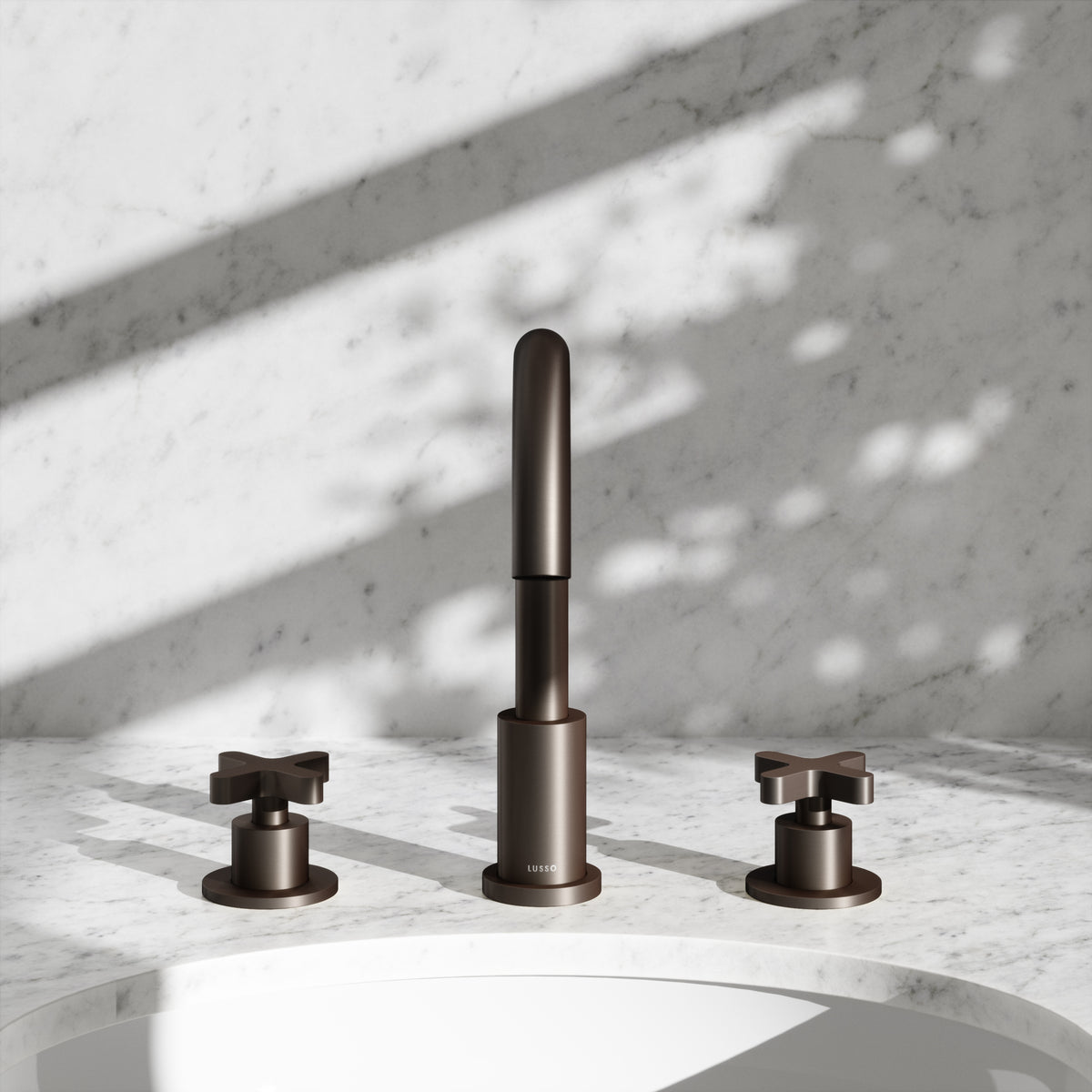 Regal Deep Bronze Crosshead Deck Mounted 3-Hole Basin Mixer Tap