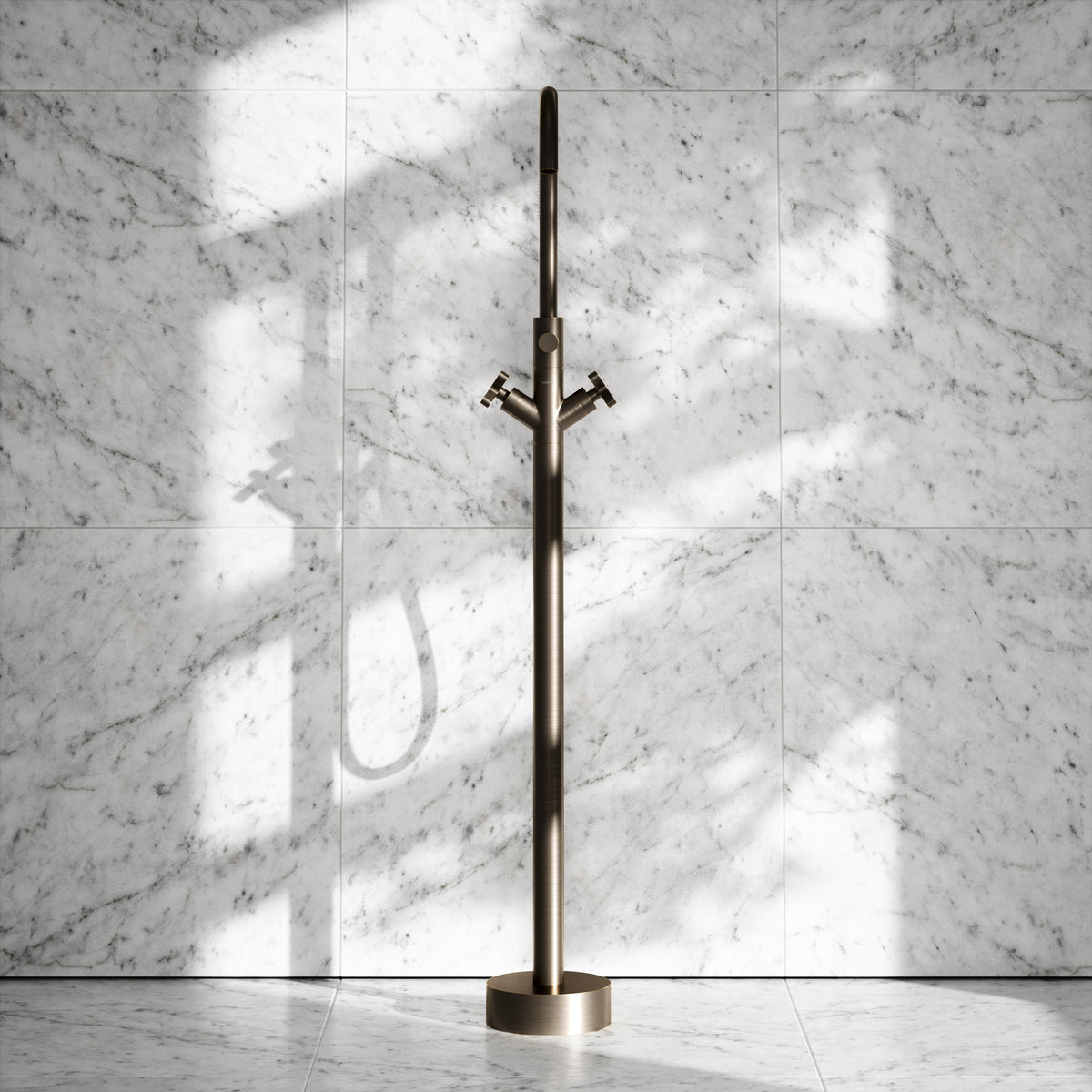 Regal Brushed Bronze Crosshead Floorstanding Bath Shower Filler Tap