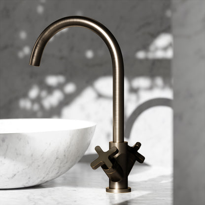 Regal Brushed Bronze Crosshead Kitchen Mixer Tap