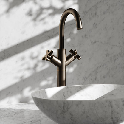 Regal Brushed Bronze Crosshead Tall Basin Mixer Tap