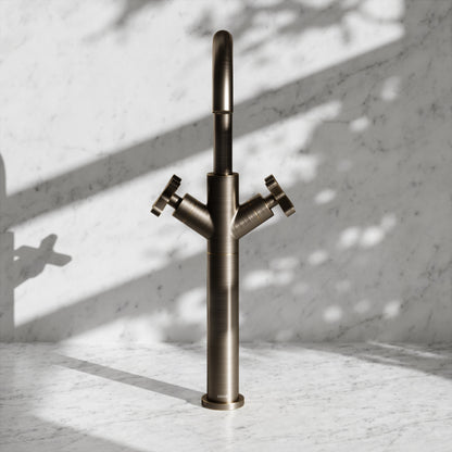 Regal Brushed Bronze Crosshead Tall Basin Mixer Tap