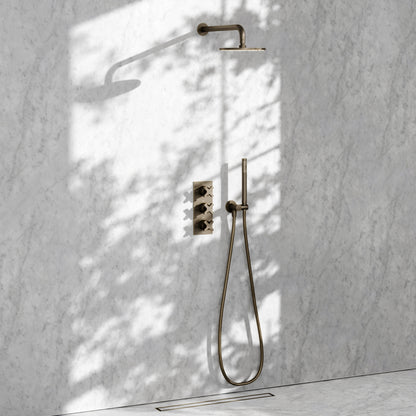 Regal Brushed Bronze Crosshead Thermostatic 2-Way Mixer Shower System