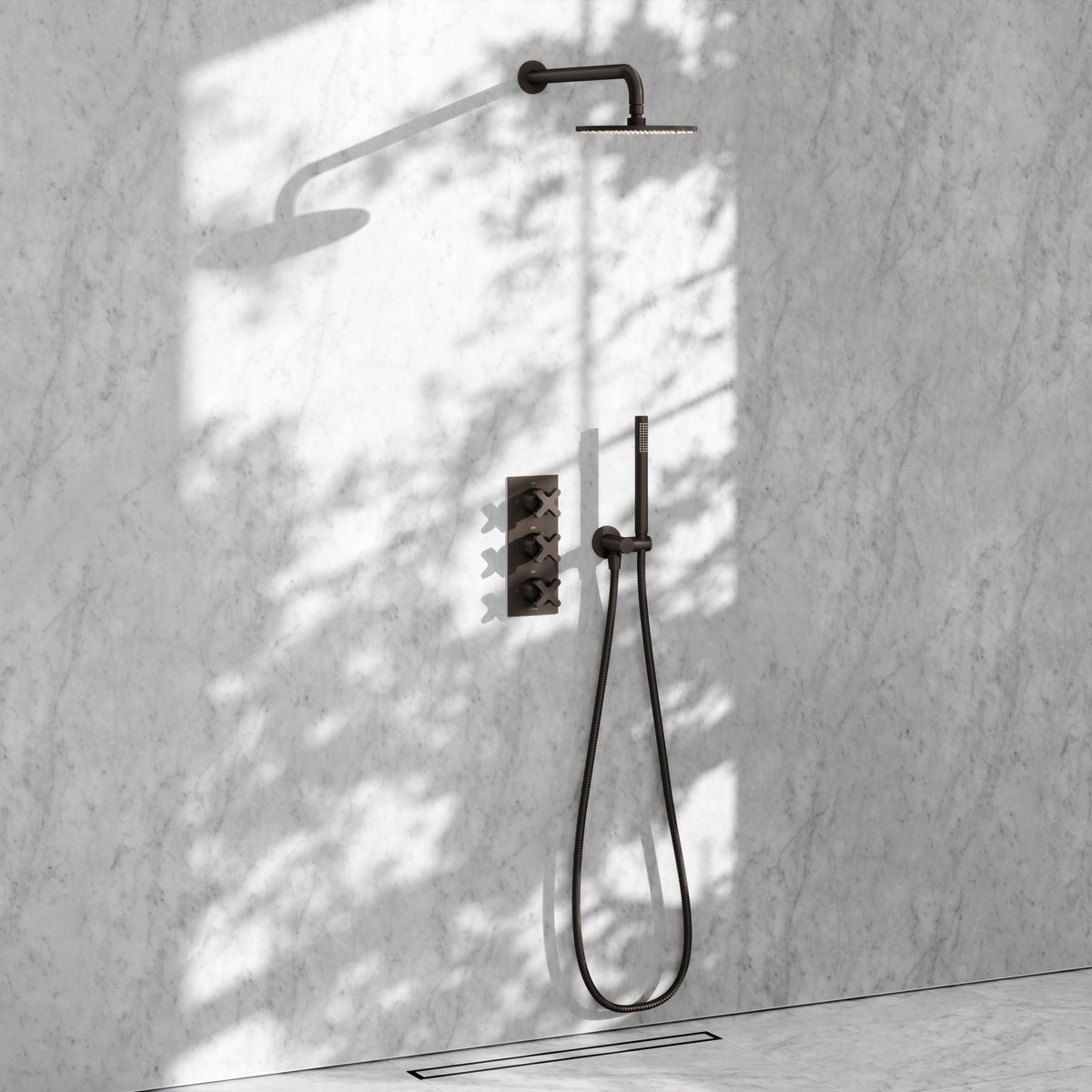Regal Deep Bronze Crosshead Thermostatic 2-Way Mixer Shower System