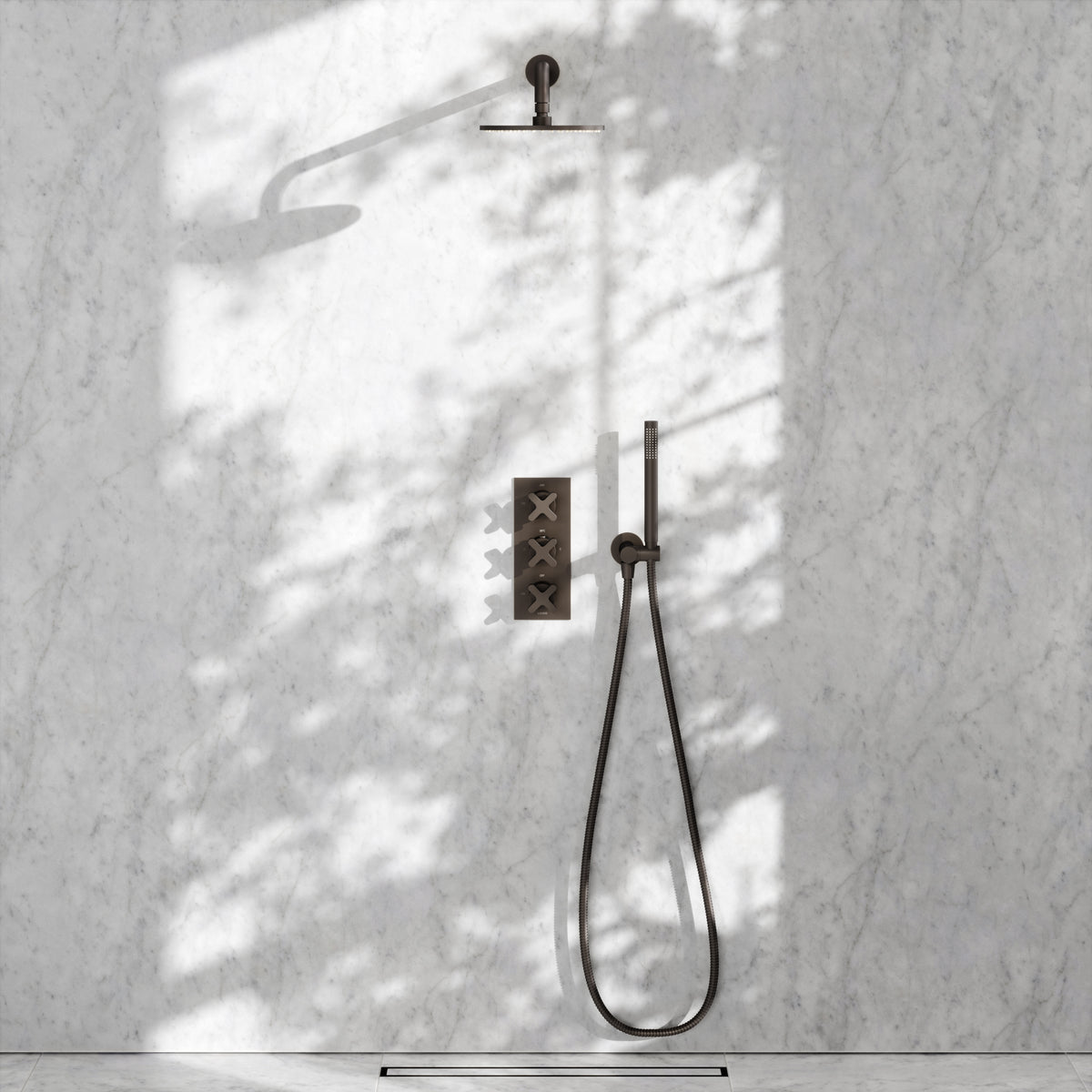 Regal Deep Bronze Crosshead Thermostatic 2-Way Mixer Shower System