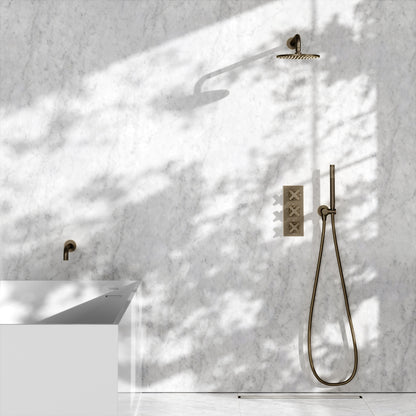 Regal Brushed Bronze Crosshead Thermostatic 3-Way Mixer Shower System