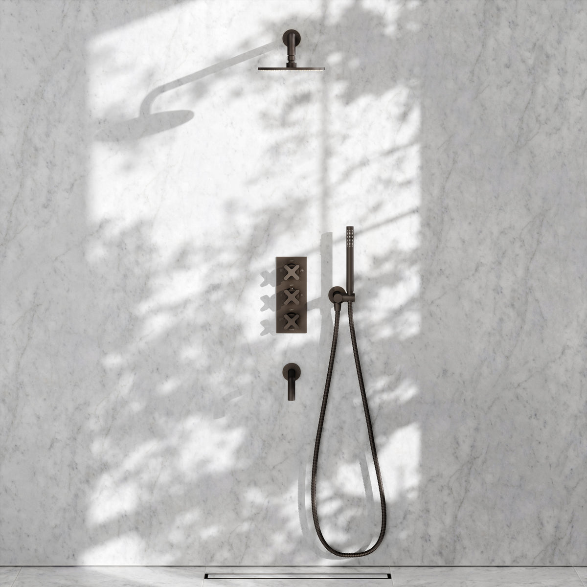 Regal Deep Bronze Crosshead Thermostatic 3-Way Mixer Shower System