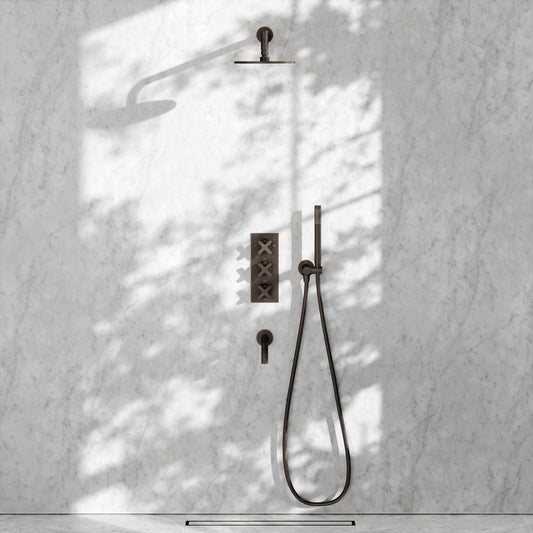 Regal Deep Bronze Crosshead Thermostatic 3-Way Mixer Shower System