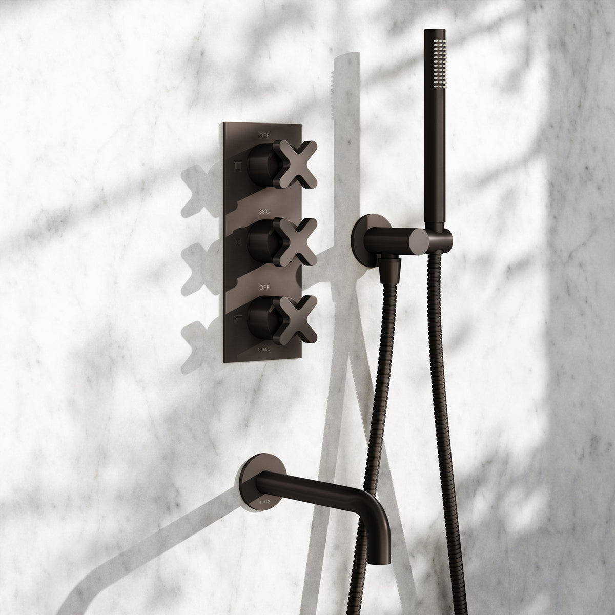 Regal Deep Bronze Crosshead Thermostatic 3-Way Mixer Shower System