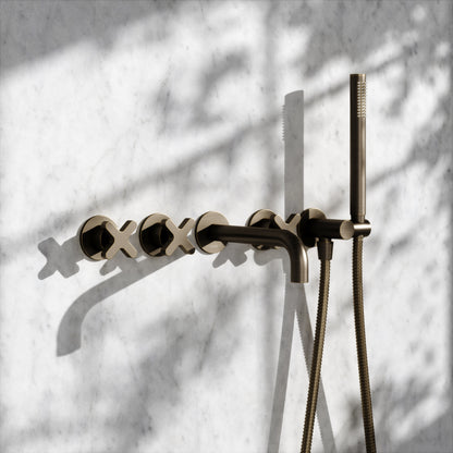 Regal Brushed Bronze Crosshead Wall Mounted Bath Shower Filler Tap
