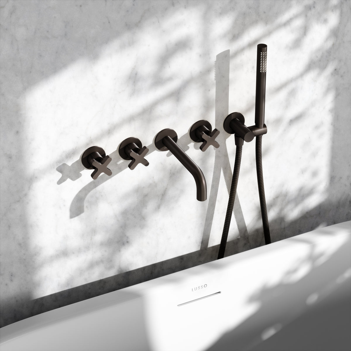 Regal Deep Bronze Crosshead Wall Mounted Bath Shower Filler Tap
