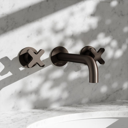 Regal Deep Bronze Crosshead Wall Mounted Basin Mixer Tap