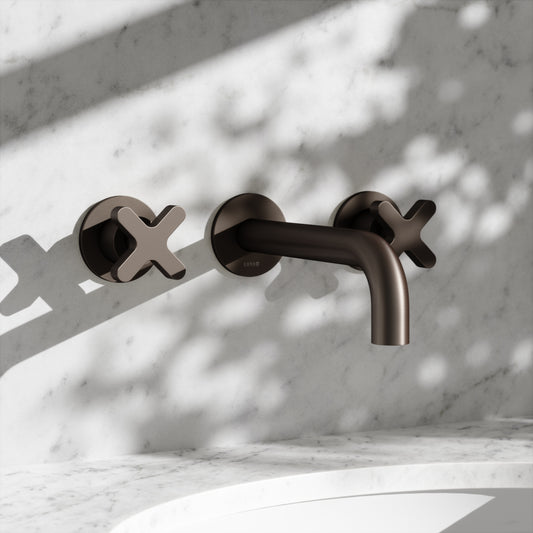 Regal Deep Bronze Crosshead Wall Mounted Basin Mixer Tap