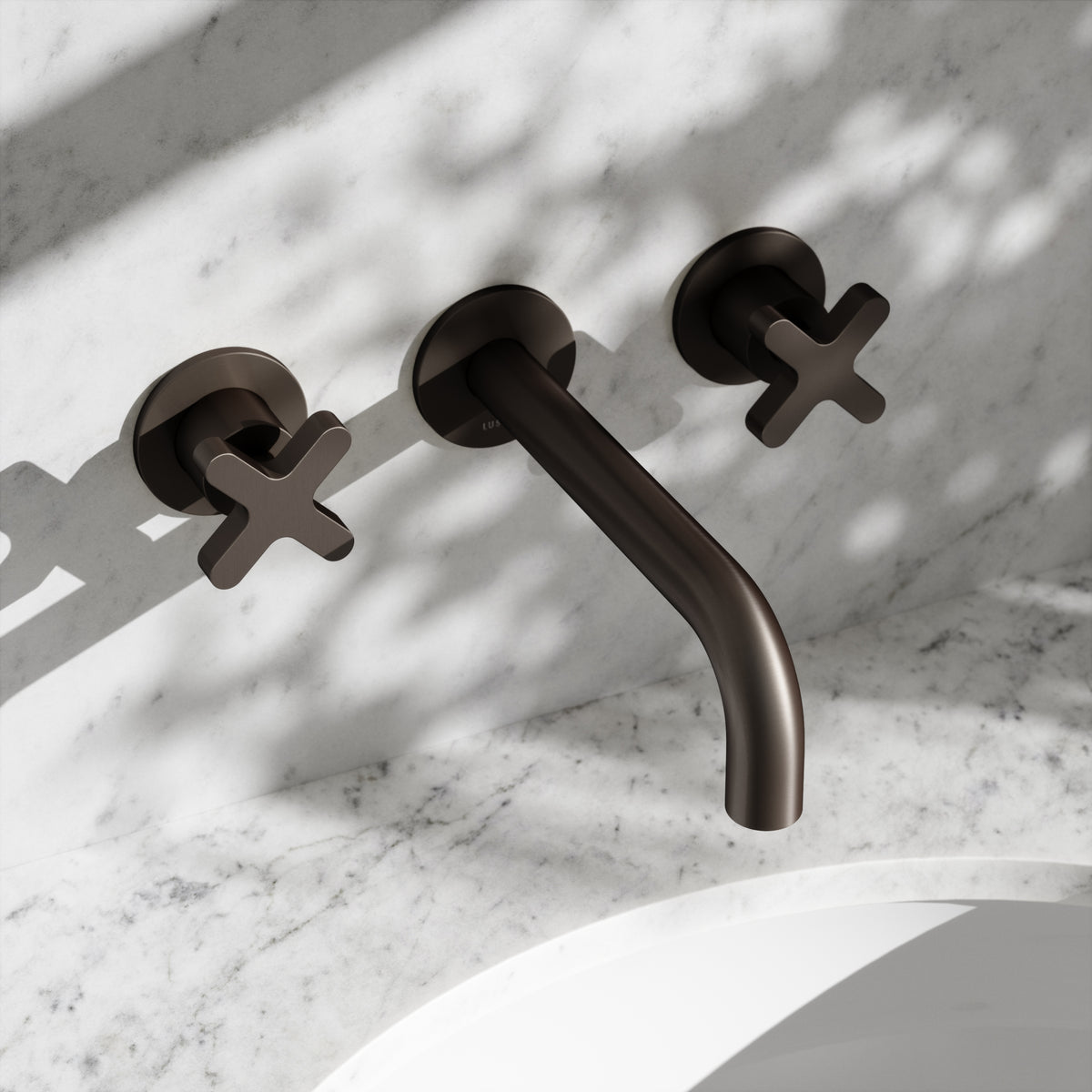 Regal Deep Bronze Crosshead Wall Mounted Basin Mixer Tap