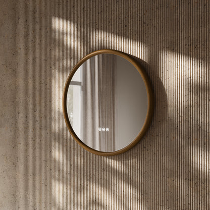 Cheval Honey Oak Round Mirror with LED and Demister 600mm