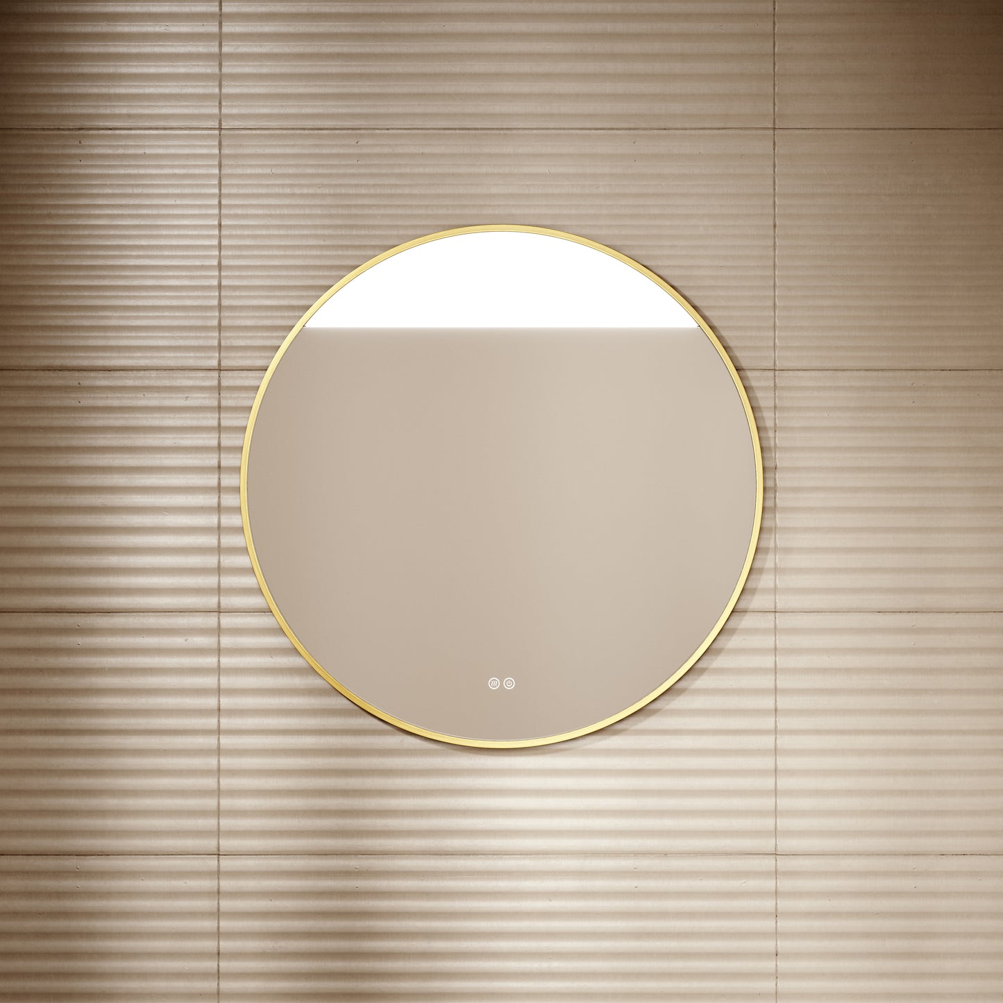 Luxe Brushed Gold Round Mirror with Light & Demister 800mm