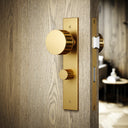 Royal Ascot Brushed Gold Deep Flute Bathroom WC Knob & Plate Thumbturn Set