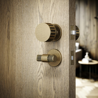 Royal Ascot Aged Bronze Deep Flute Bathroom WC Knob & Round Thumbturn Set