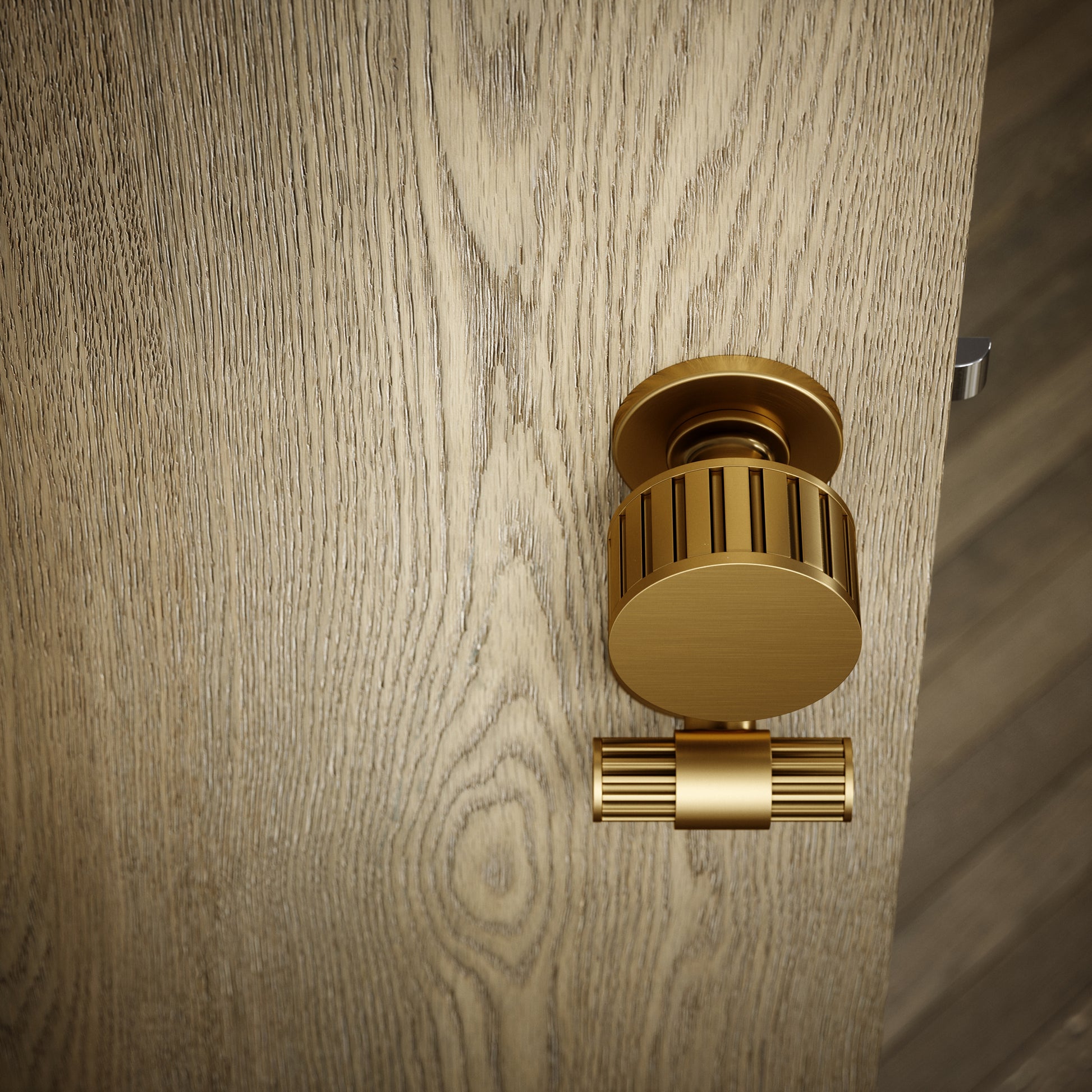 Royal Ascot Brushed Gold Deep Flute Bathroom WC Knob & Round Thumbturn Set