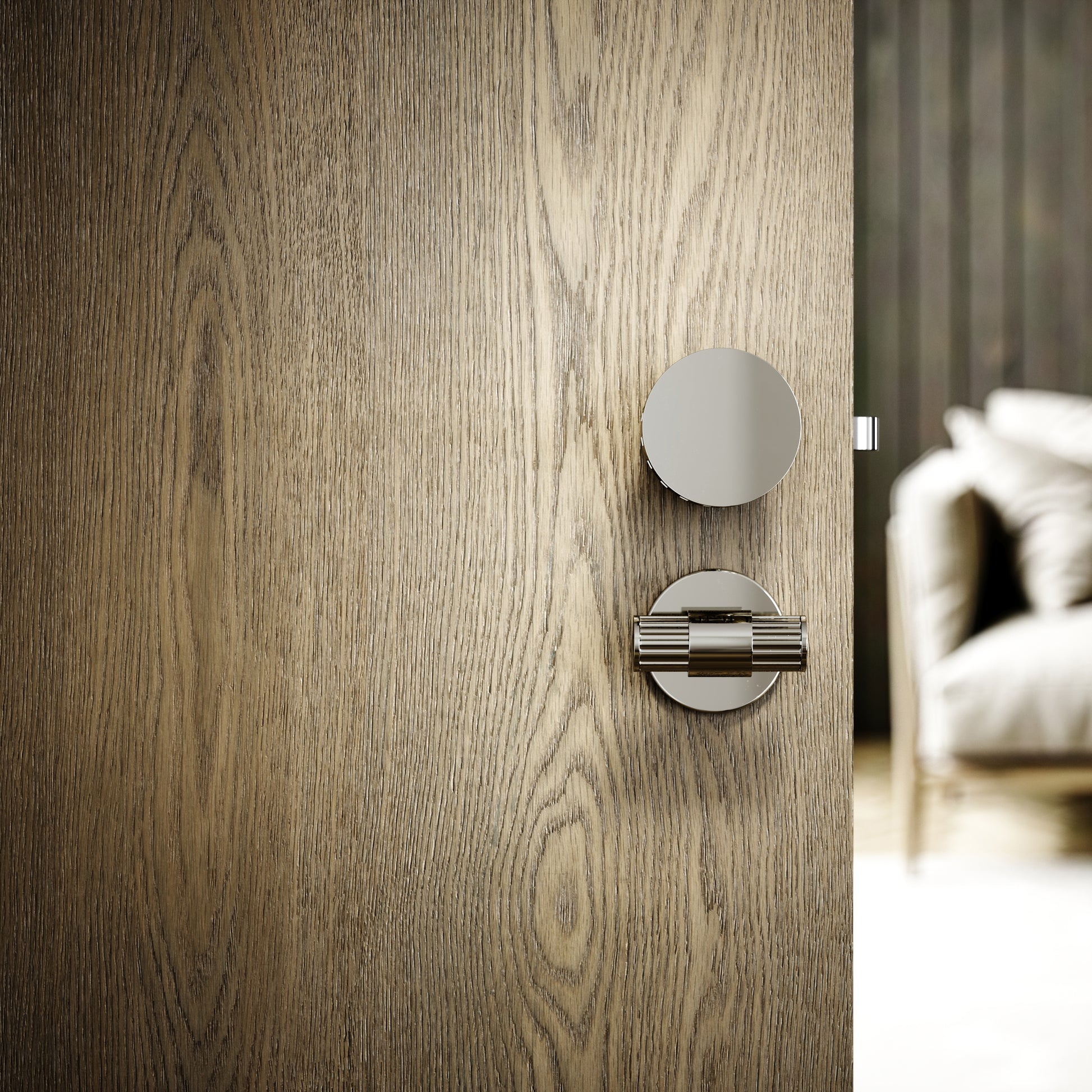 Royal Ascot Polished Nickel Deep Flute Bathroom WC Knob & Round Thumbturn Set