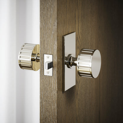 Royal Ascot Plate Polished Nickel Deep Flute Mortice Door Knobs