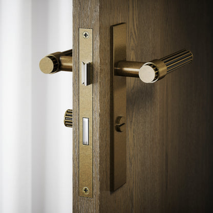 Royal Oak Aged Bronze Deep Flute Bathroom WC Handle & Plate Thumbturn Set