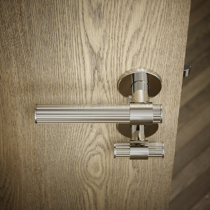Royal Oak Polished Nickel Deep Flute Bathroom WC Handle & Round Thumbturn Set