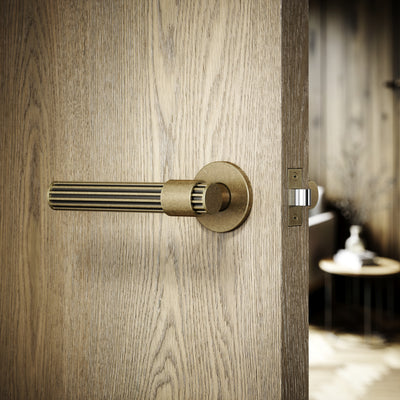 Royal Oak Aged Bronze Deep Flute Lever Door Handles