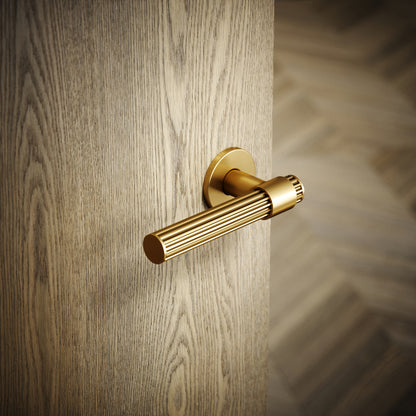 Royal Oak Brushed Gold Deep Flute Lever Door Handles
