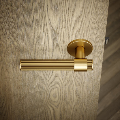 Royal Oak Brushed Gold Deep Flute Lever Door Handles