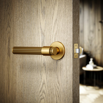 Royal Oak Brushed Gold Deep Flute Lever Door Handles