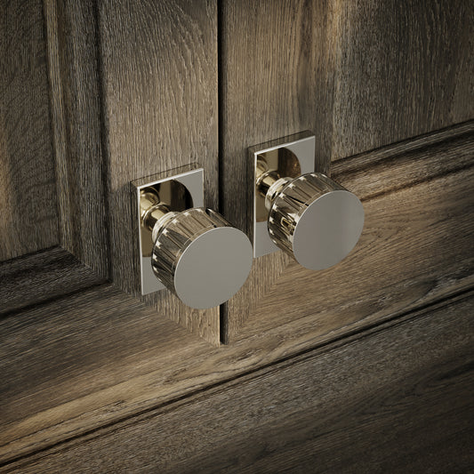 Royal Oak Plate Polished Nickel Deep Flute Cabinet Door Knob