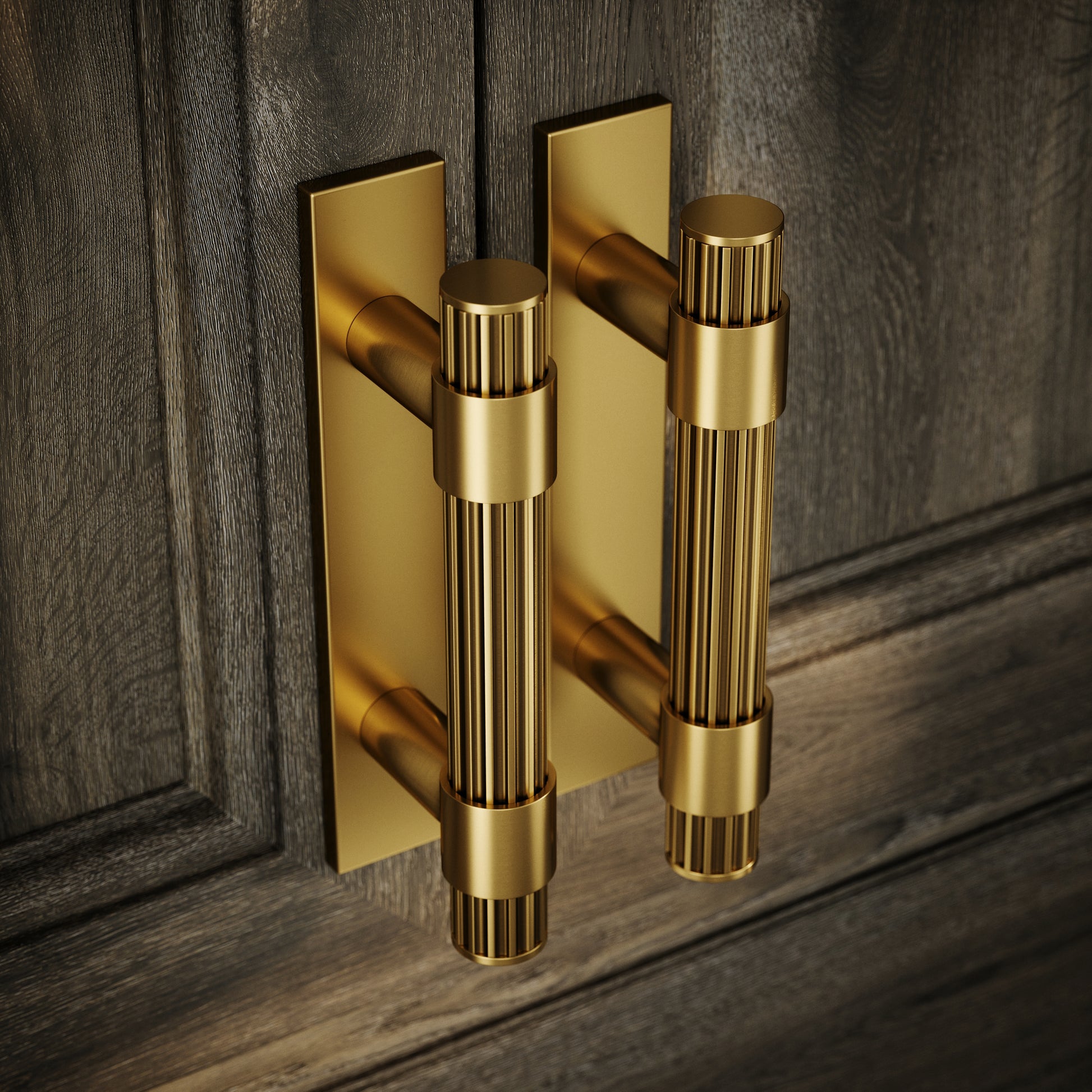 Royal Oak Plate Brushed Gold Deep Flute Pull Bar Handle 150mm