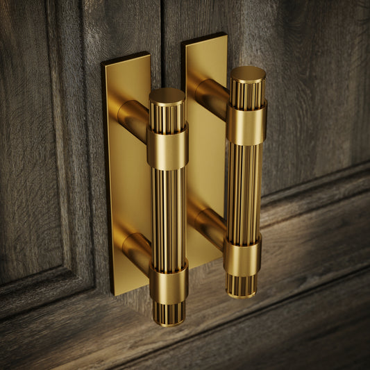 Royal Oak Plate Brushed Gold Deep Flute Pull Bar Handle 150mm